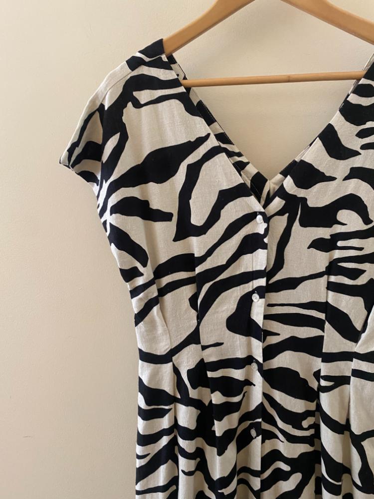 ICHI Linno Zebra Print Midi Dress - Image 4