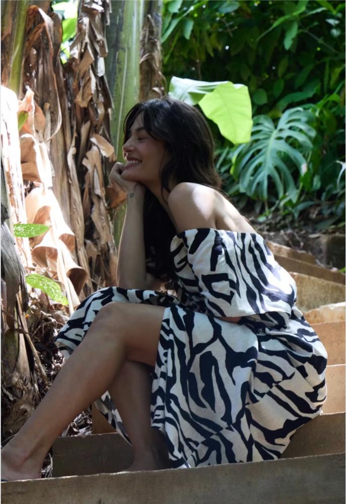 ICHI Linno Zebra Print Midi Dress - Image 5