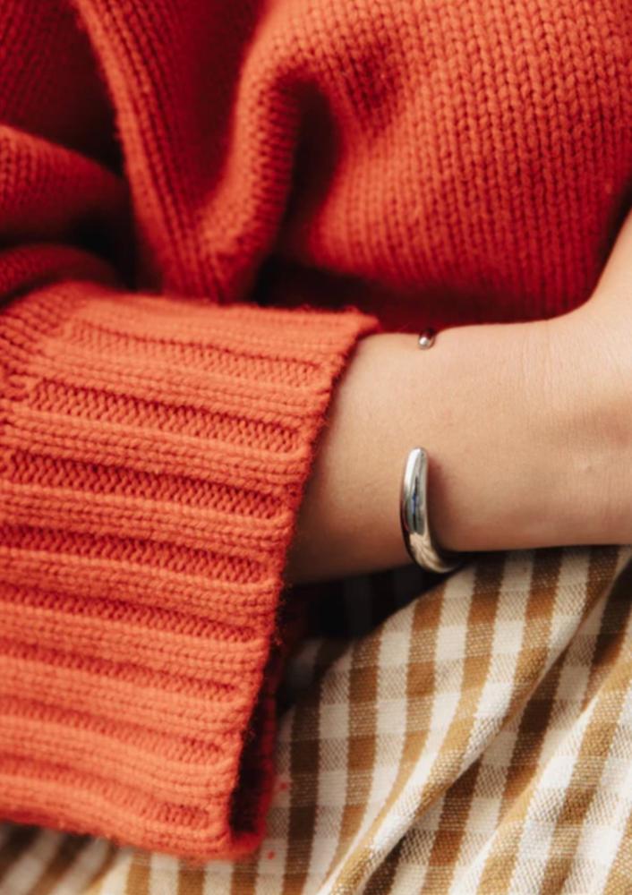 Nordic Muse Silver Fluid Cuff Bangle - Image 2