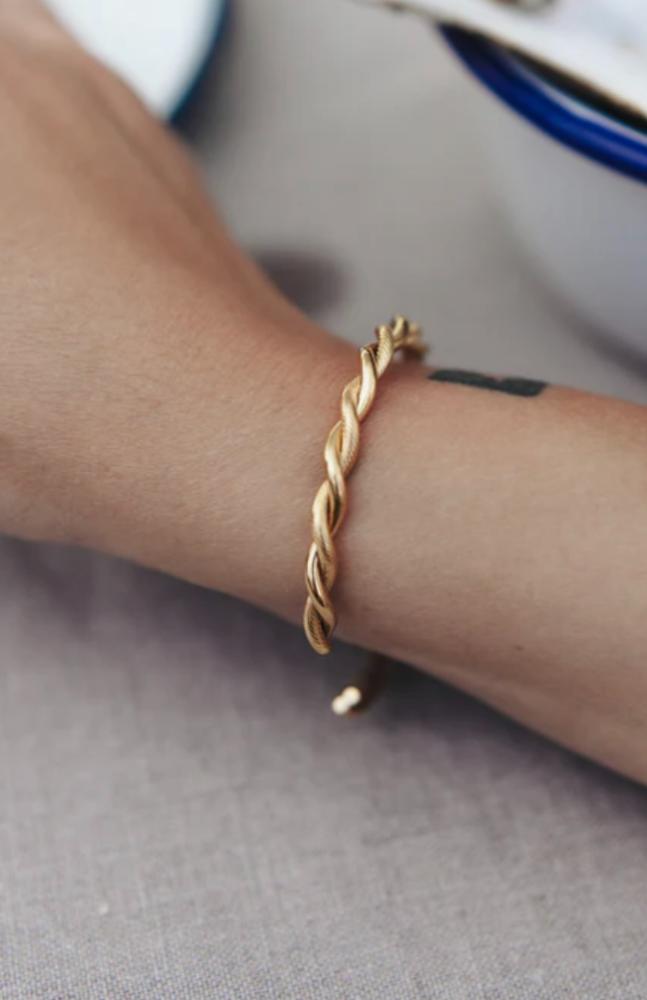 Nordic Muse Gold Twist Cuff Bangle - Image 2